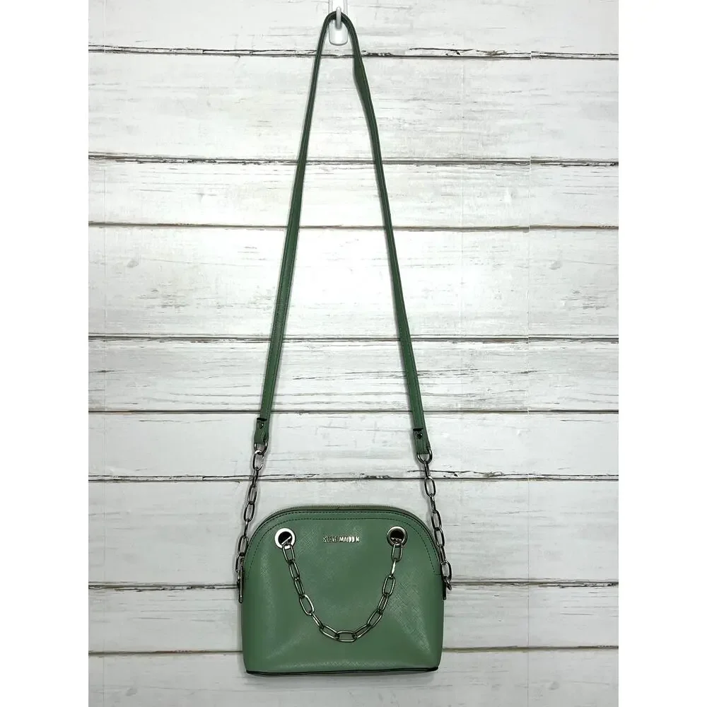 Steve Madden Sage Green Crossbody Bag Chain Detail Dome Purse Small Handbag